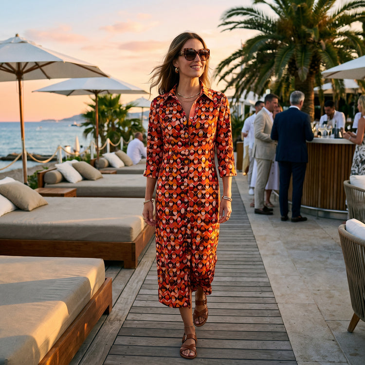 Retro Shirt Dress in Coral