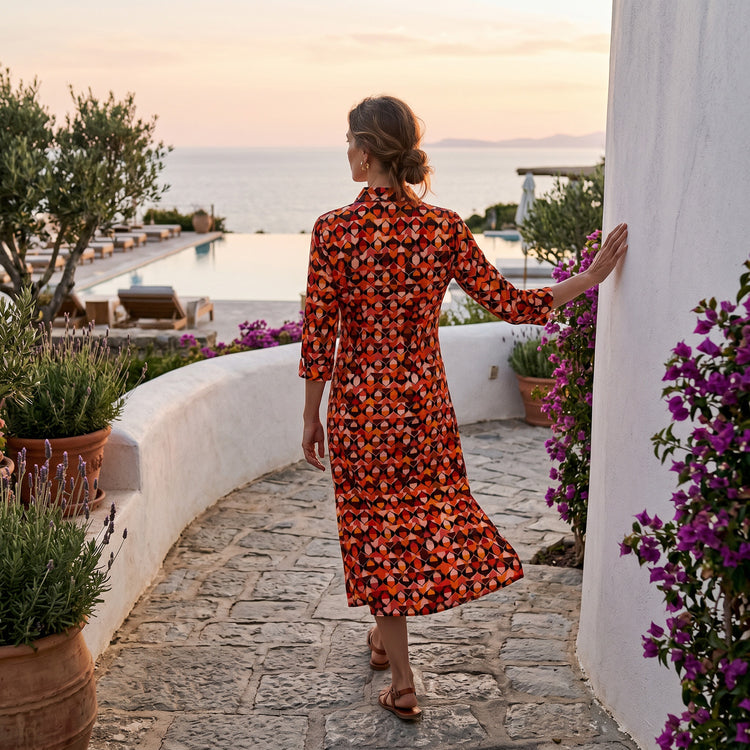 Retro Shirt Dress in Coral
