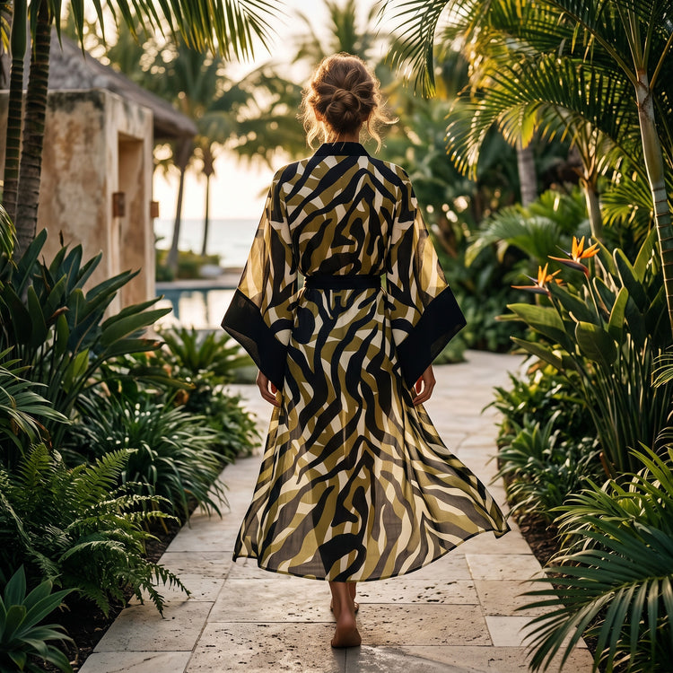 Wild Breeze Kaftan in Green & Black