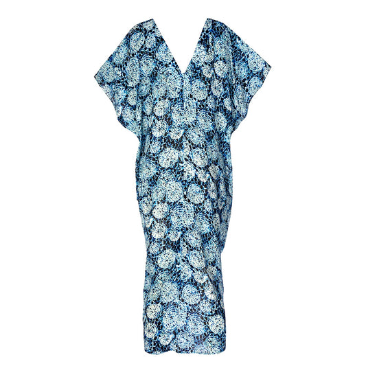 Summer Casual Dress Aqua Print in Blue