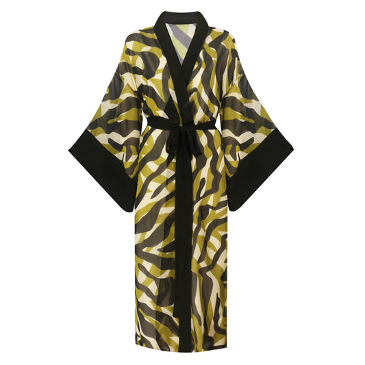 Jessie Animal Print Kaftan in Black and Green