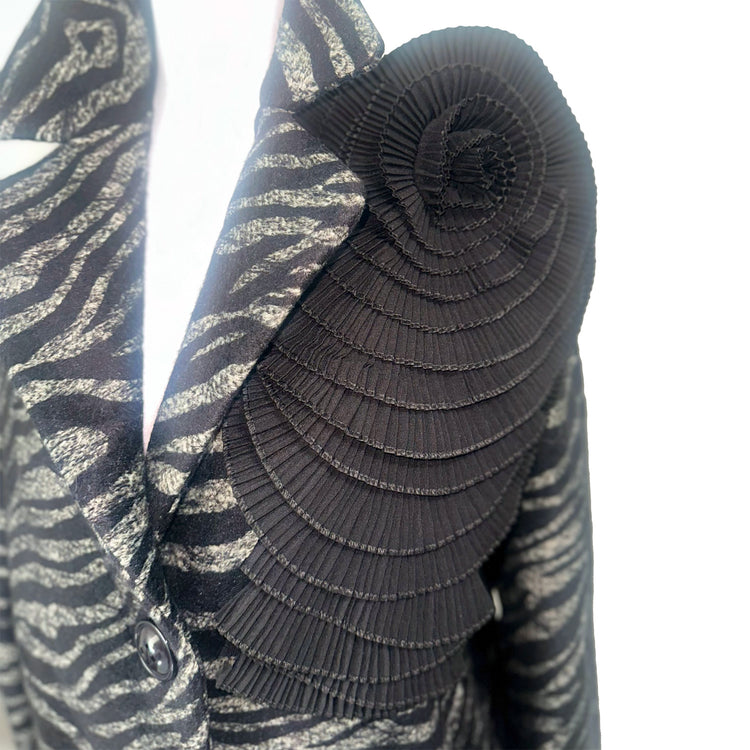 Zebra Bloom Coat in Black and Grey