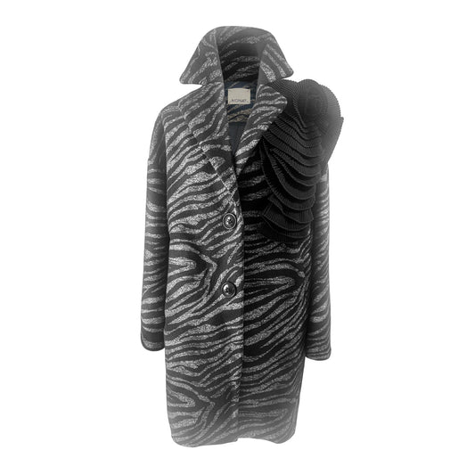 Zebra Bloom Coat in Black and Grey