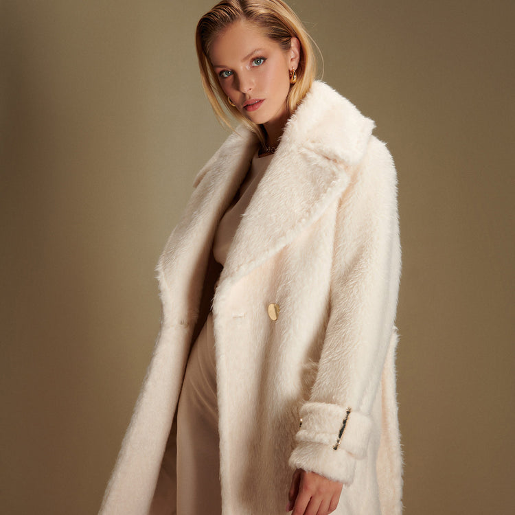 Jennifer Long Coat in Ecru