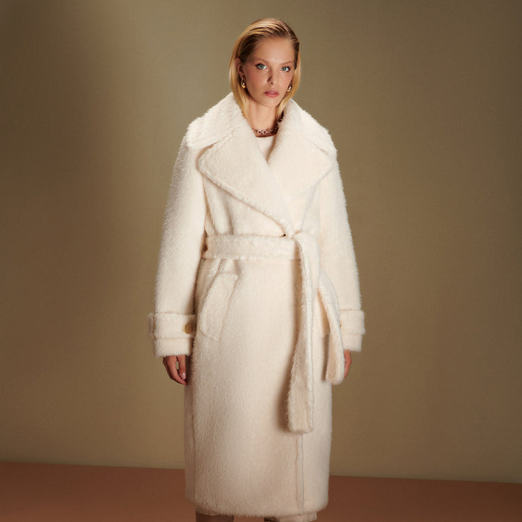 Jennifer Long Coat in Ecru