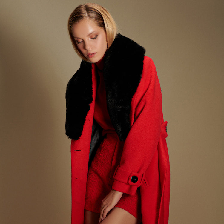 Cindy Classic Vegan Coat in Red