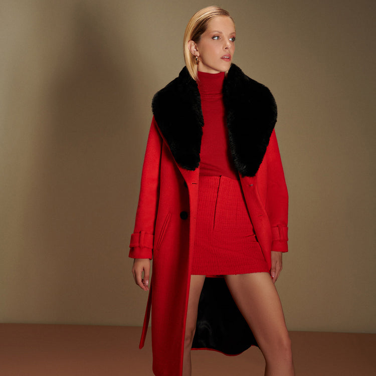 Cindy Classic Vegan Coat in Red