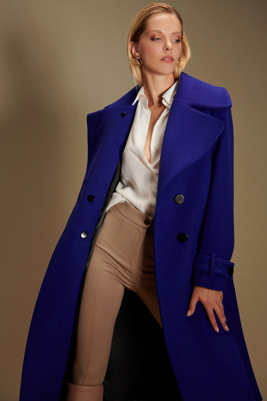 Cindy Classic Vegan Coat in Sax Blue