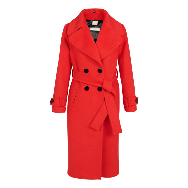 Cindy Classic Vegan Coat in Red