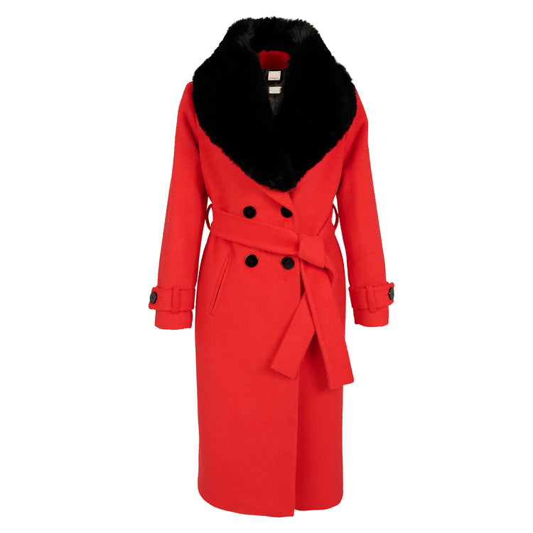 Cindy Classic Vegan Coat in Red