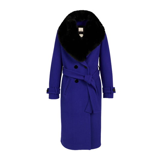 Cindy Classic Vegan Coat in Sax Blue