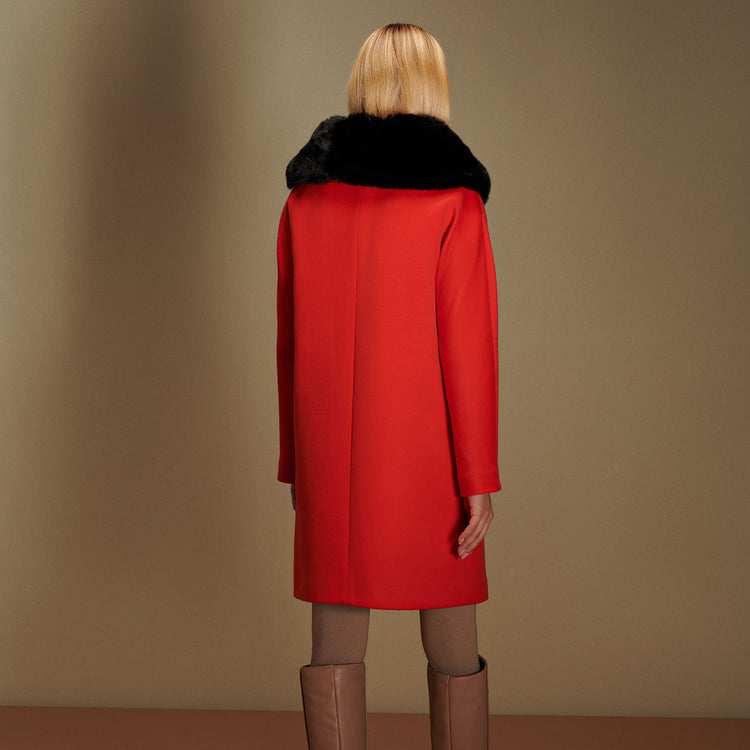 Twist Vegan Coat in Coral Red