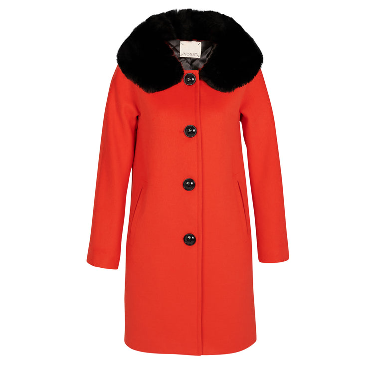 Twist Vegan Coat in Coral Red