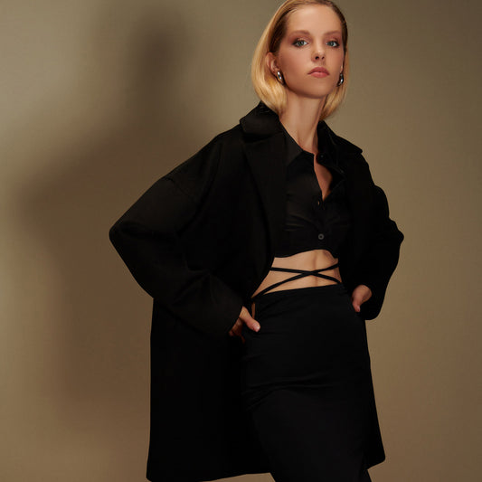 Emilie Vegan Short Coat in Black
