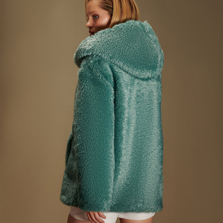 Elena Hooded Coat in Teal