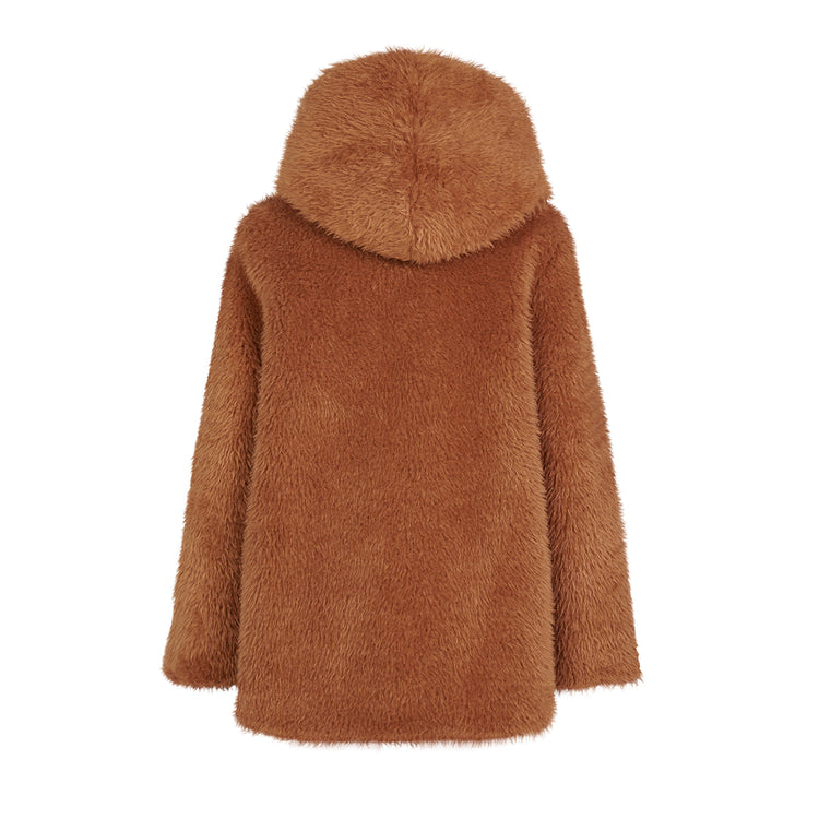 Elena Hooded Coat in Camel