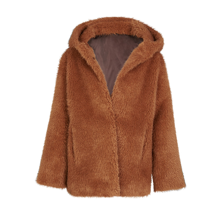 Elena Hooded Coat in Camel