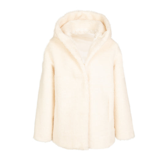 Elena Hooded Coat in Ecru