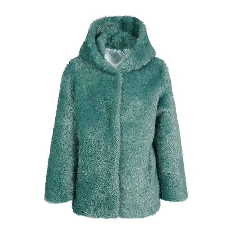 Elena Hooded Coat in Teal