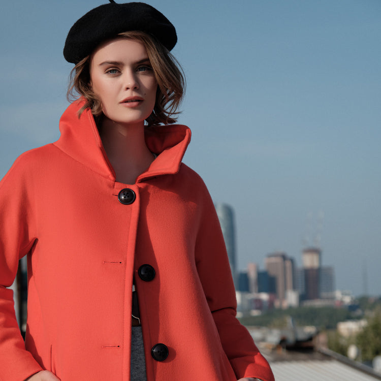 Twist Vegan Coat in Coral Red