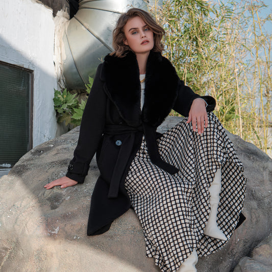 Cindy Classic Vegan Coat in Black