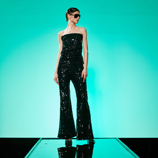 Taylor Sequined Party Trousers in Black
