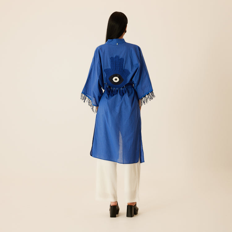 Hamsa Hand Kaftan in Blue