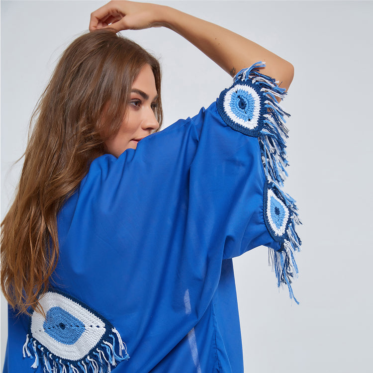 Evil Eye Kaftan in Blue