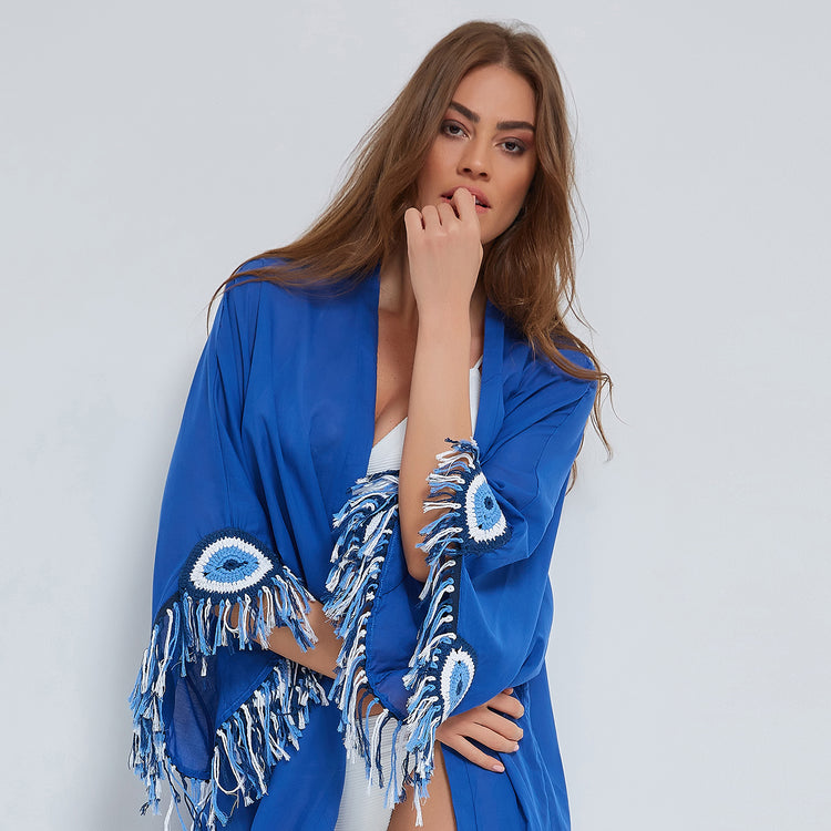 Evil Eye Kaftan in Blue