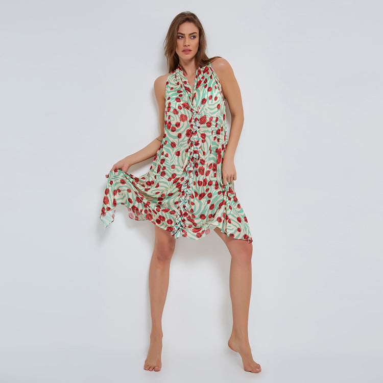 Flowery Flowing Slip-On Dress