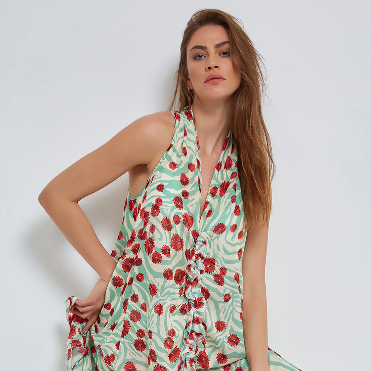 Flowery Flowing Slip-On Dress