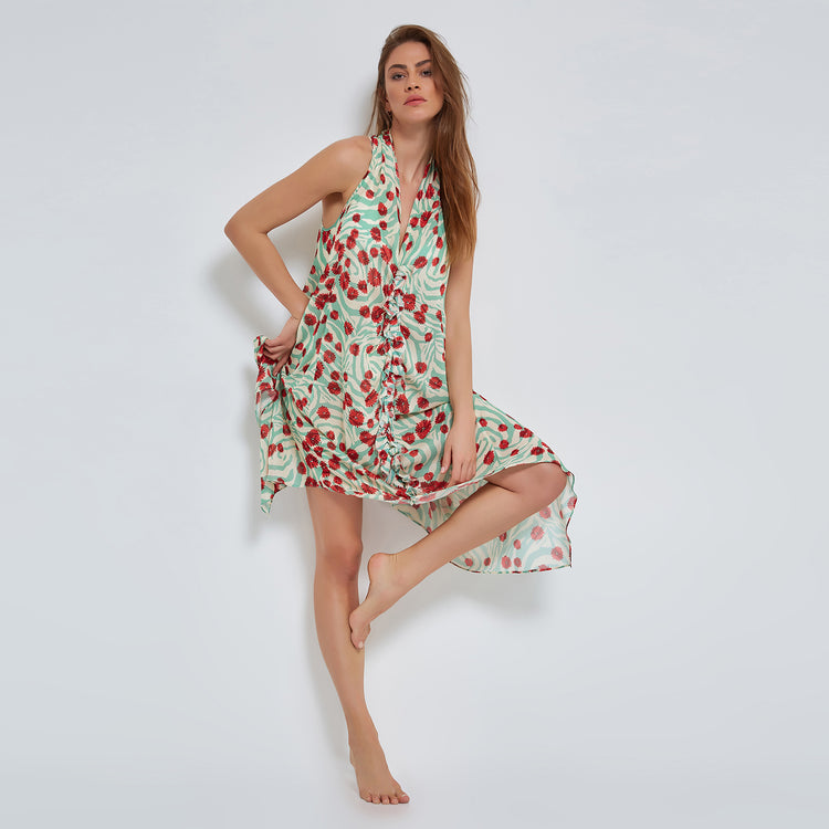 Flowery Flowing Slip-On Dress