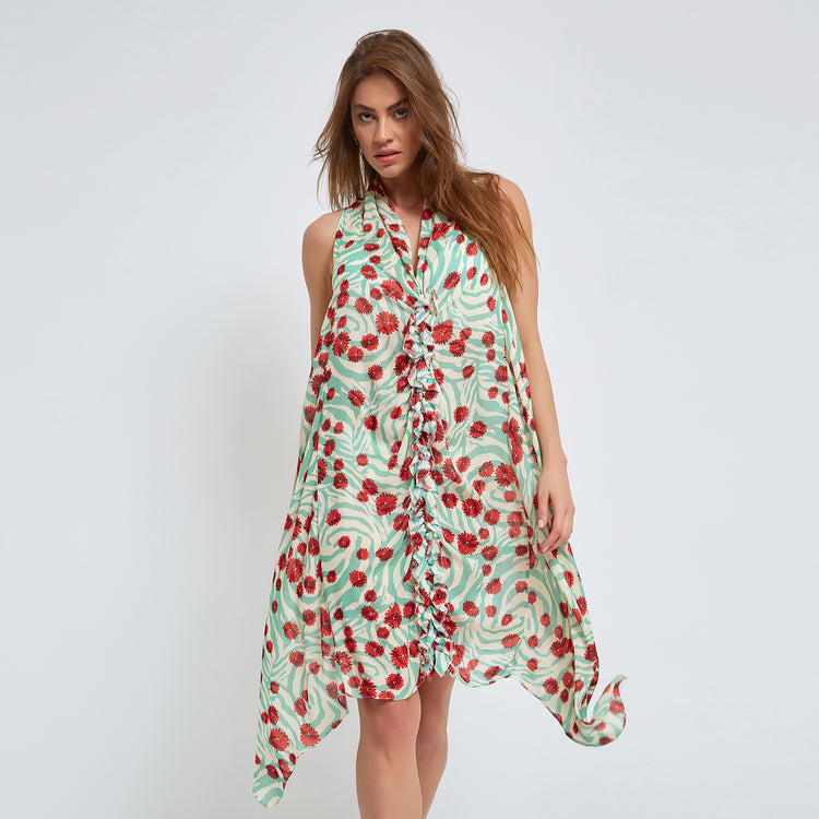 Flowery Flowing Slip-On Dress