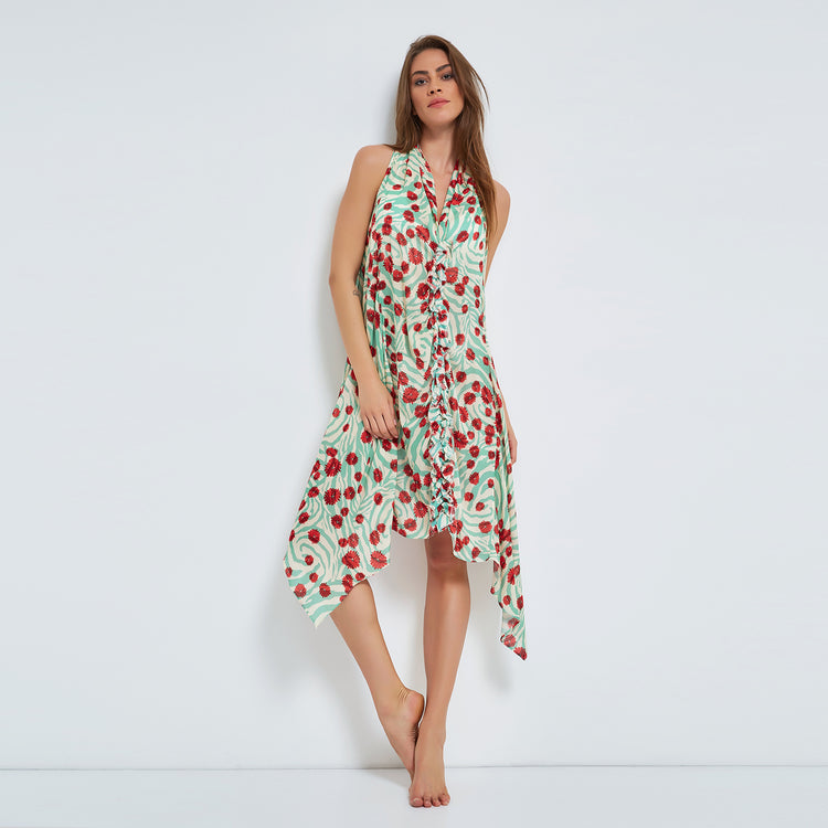 Flowery Flowing Slip-On Dress