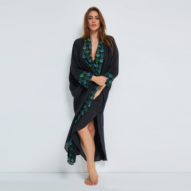 Ottoman Organic Cotton Kaftan In Black