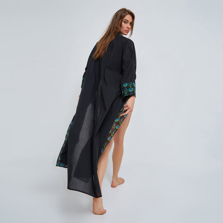 Ottoman Organic Cotton Kaftan In Black