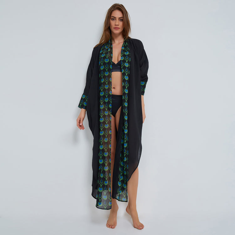 Ottoman Organic Cotton Kaftan In Black