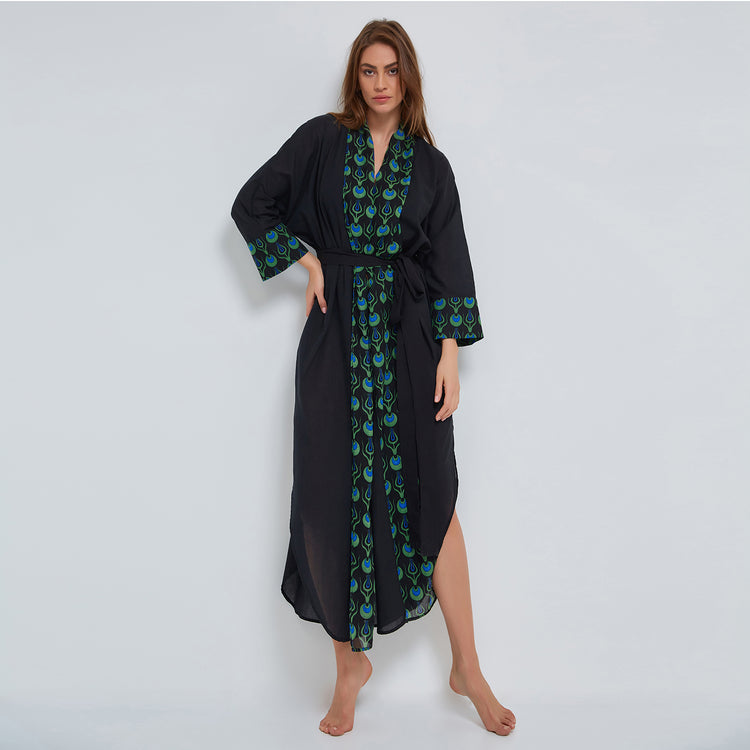 Ottoman Organic Cotton Kaftan In Black