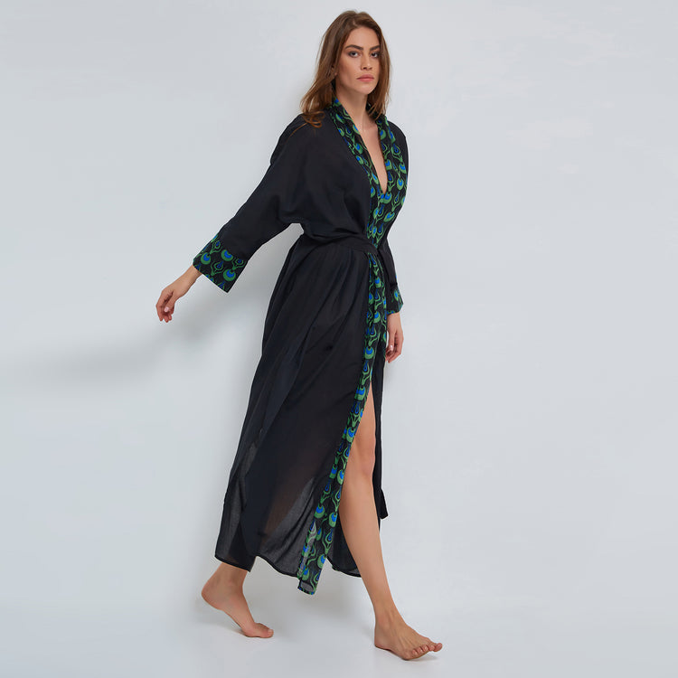 Ottoman Organic Cotton Kaftan In Black