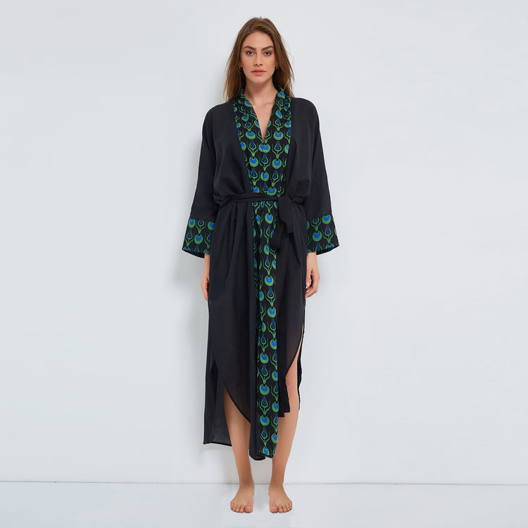 Ottoman Organic Cotton Kaftan In Black