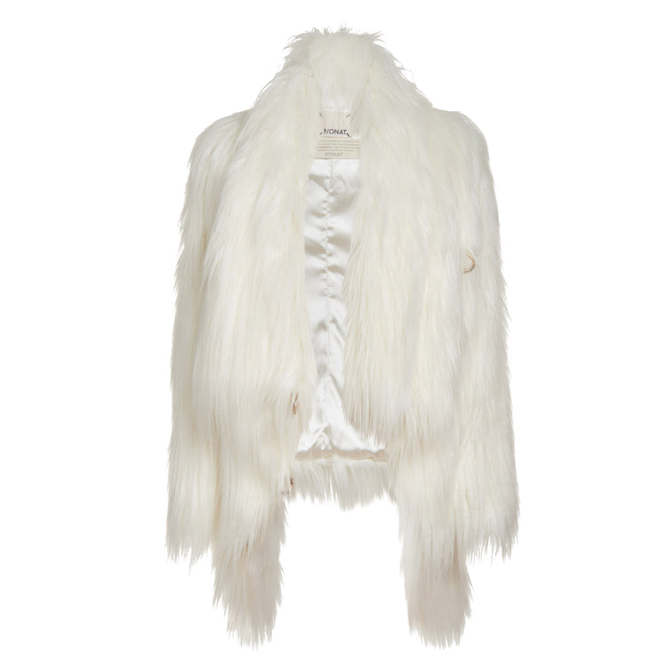 Fluffy Faux Fur Vegan Coat in White