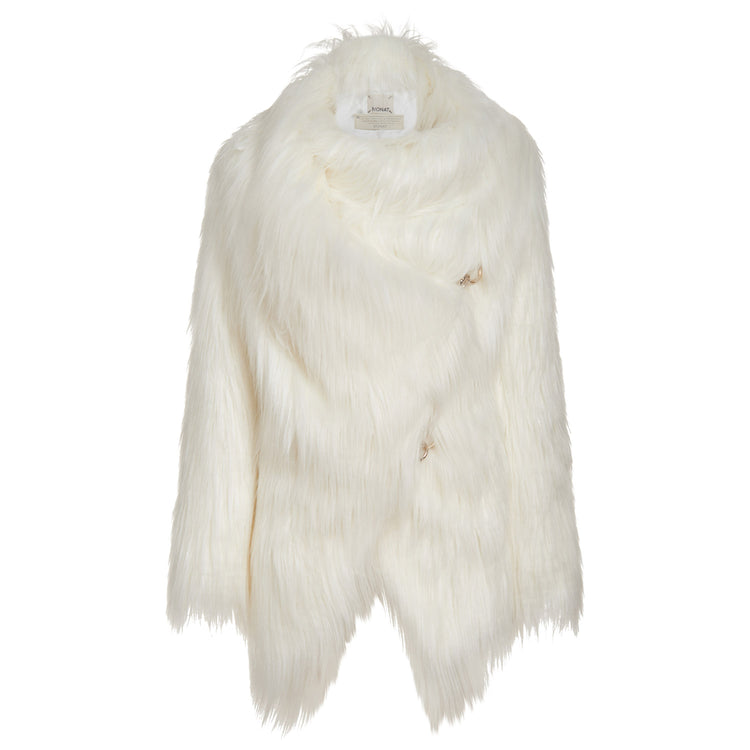 Fluffy Faux Fur Vegan Coat in White