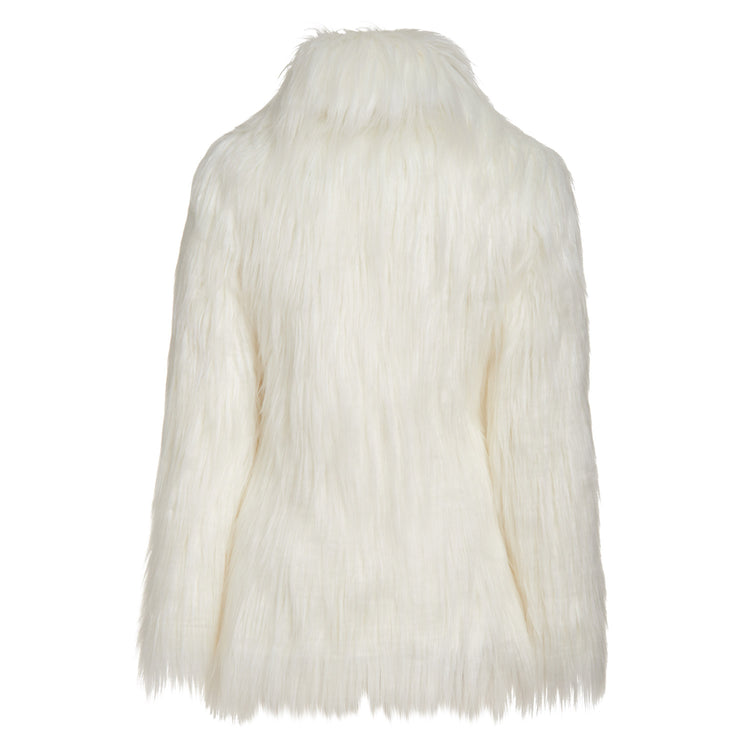 Fluffy Faux Fur Vegan Coat in White