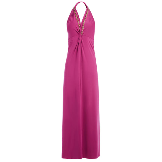 Golden Chain Party Maxi Dress in Pink