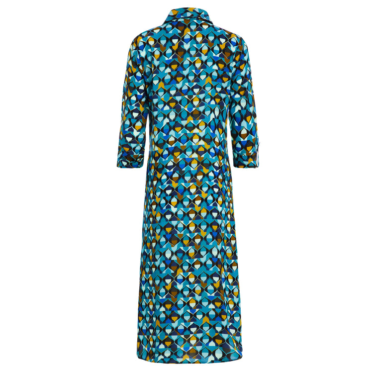 Maria Button Front Shirt Dress in Turquoise