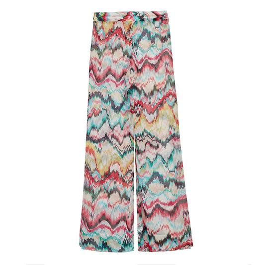 Light Multicolor Pull-on Trousers in Shiffon