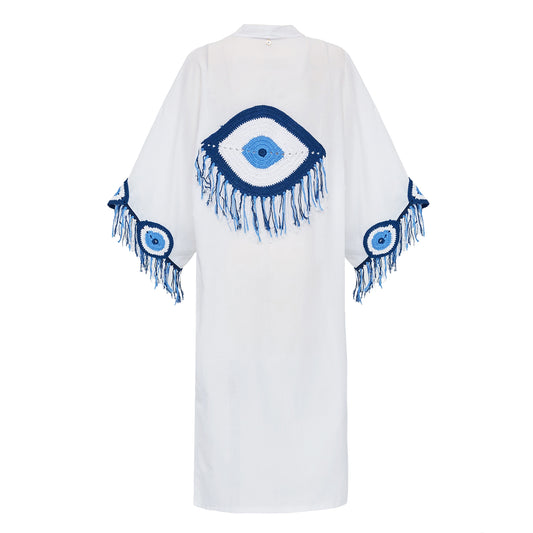 Evil Eye Kaftan in White