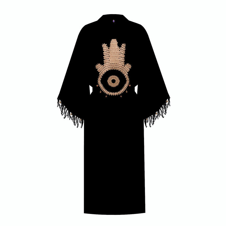 Hamsa Hand Kaftan in Black