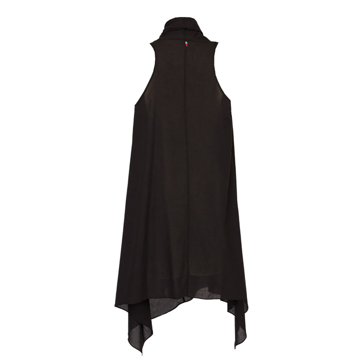 Cozy Organic Cotton Dress with Ruffles in Black