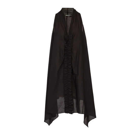 Cozy Organic Cotton Dress with Ruffles in Black